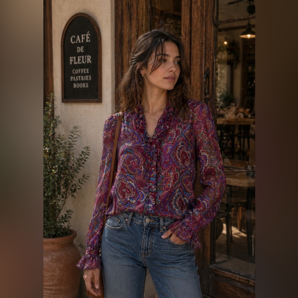 Vintage Harolds Ruffle Silk Blouse